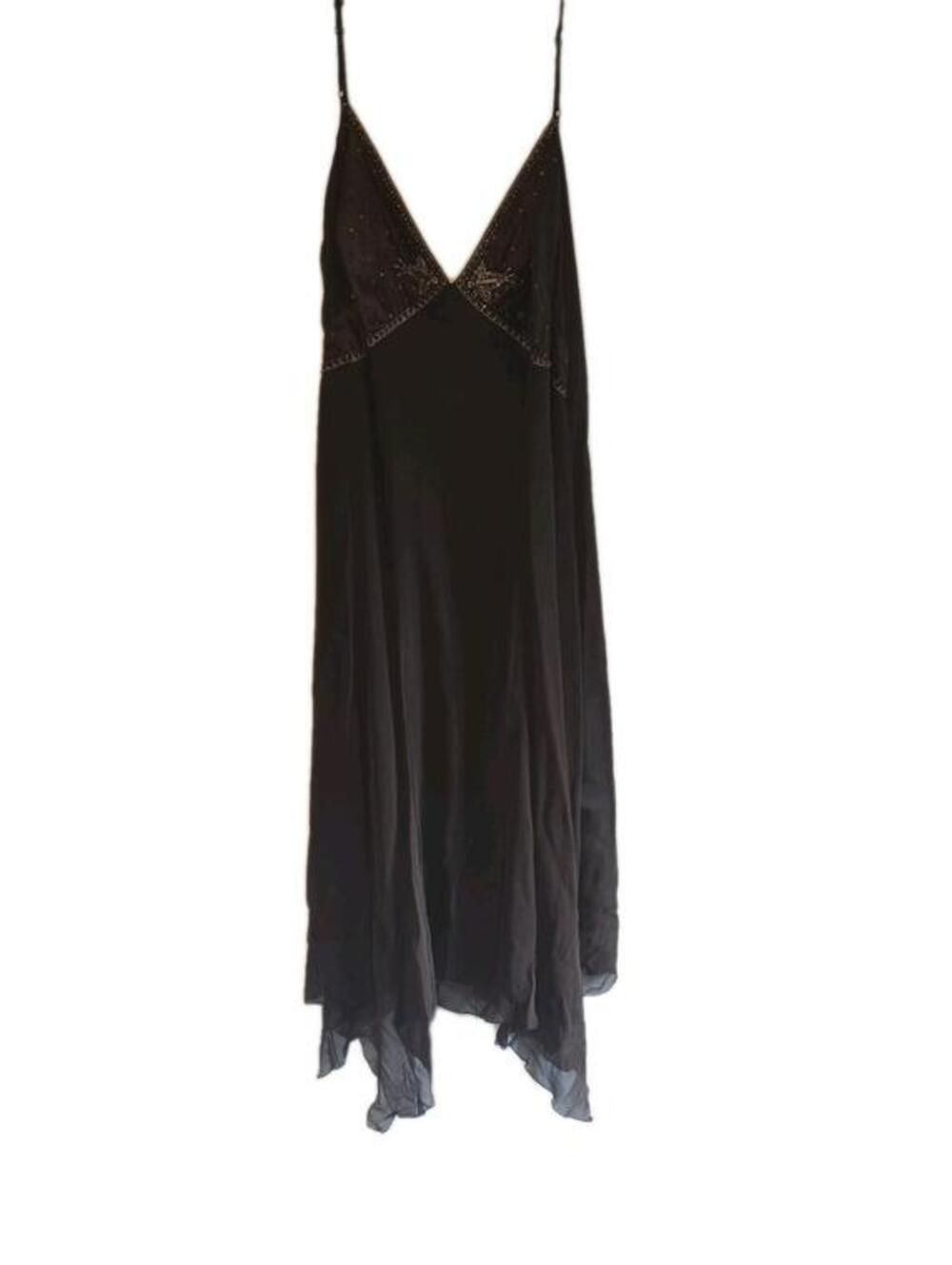 Nwt 100% Silk Sequin Embelished Y2k Dress Dorothee Bis Sz 16 boho assymetrical